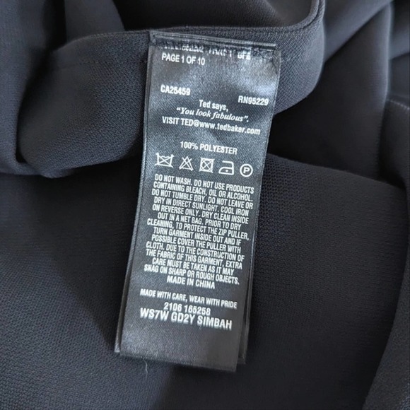 Ted Baker London Simbah Scallop Asymmetric Hem Strappy Black Midi Dress Size 4 - Picture 8 of 10